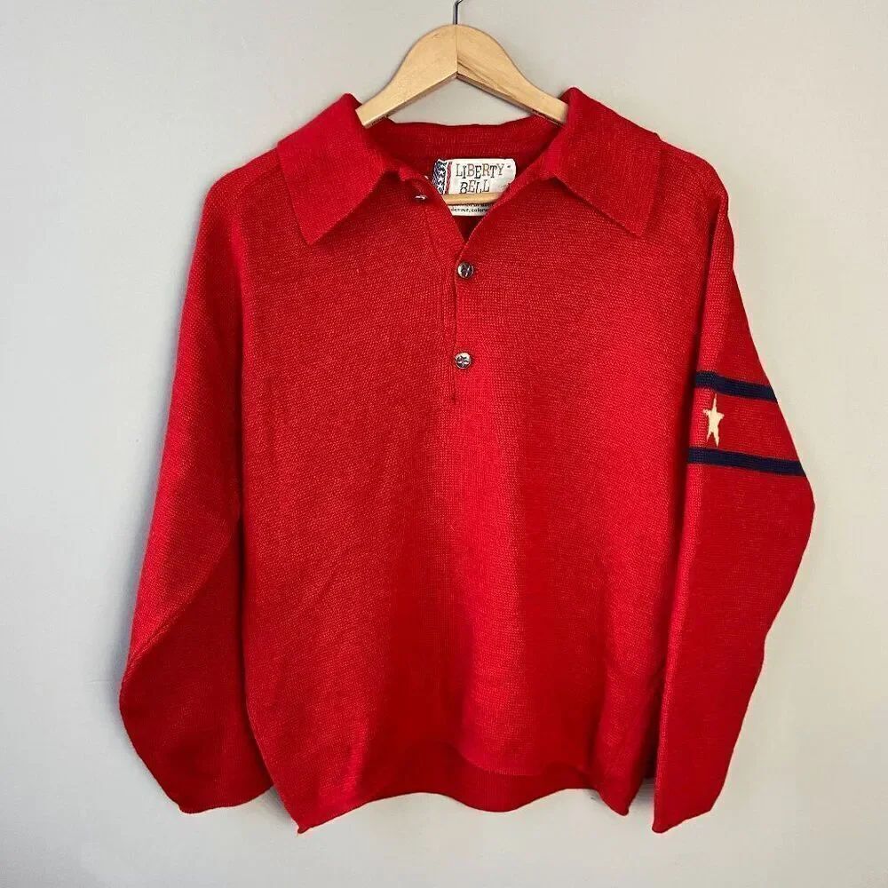 1960-70’S Vintage Liberty Bell Men's Wool Ski Wear Top Sweater SZ M